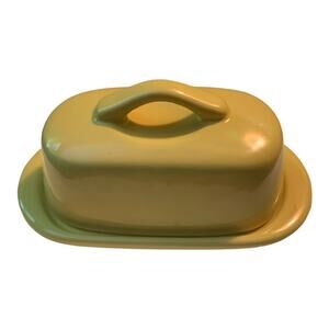 CHANTAL Mini Tiny Butter Dish Tray with Lid Mustard Yellow Ceramic Kitchen Decor